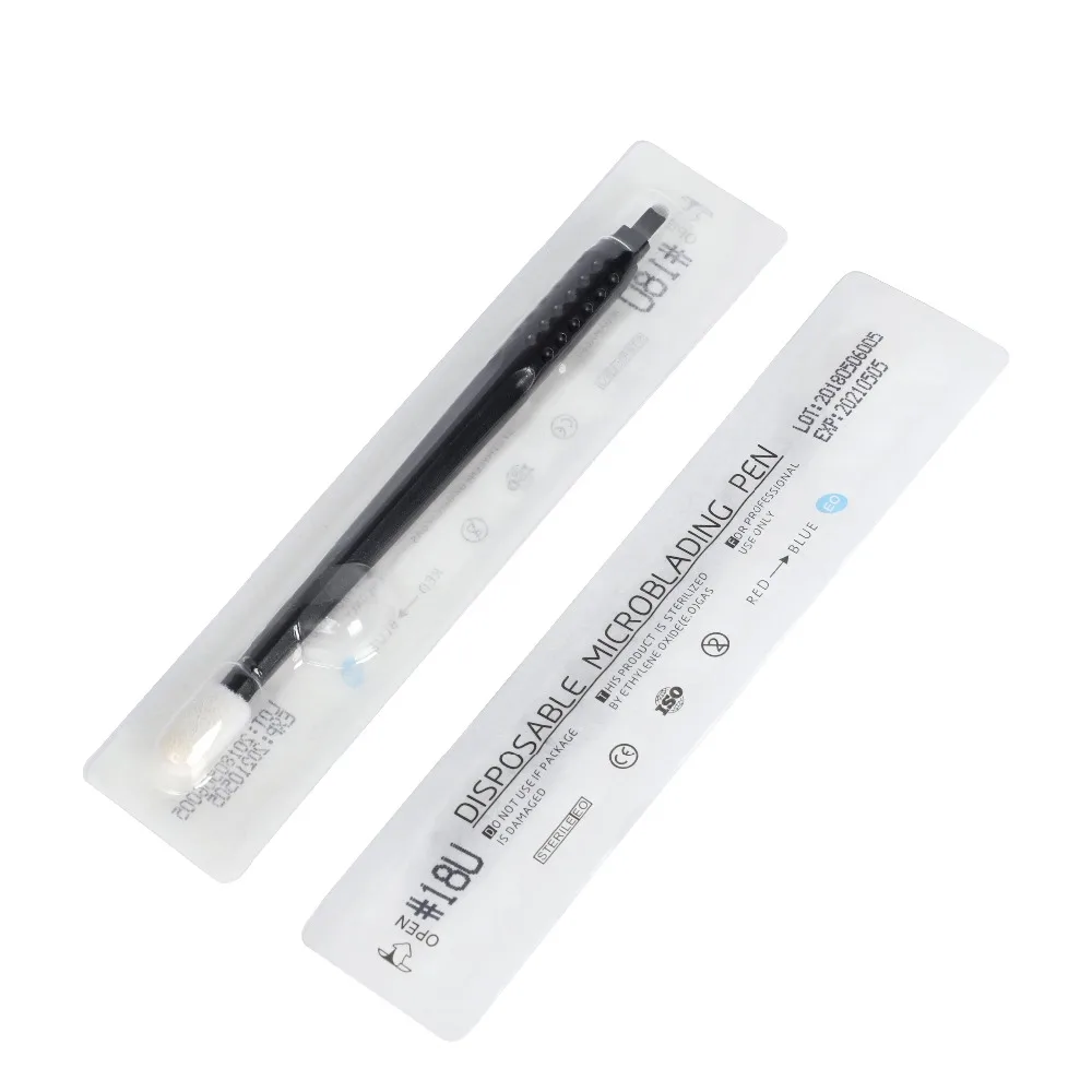 

10pcs Manual Microblading Disposable Pen with Needles U shape 18 14 Pin Needles Blades For Semi Eyebrow Permanent Makeup