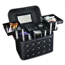 Professional PU Leather Cosmetic Cases Multilayer Big Makeup Box Bag Beauty Tattoos Nail Art Tool Nail polish Storage Organizer Professional PU Leather Cosmetic Cases Multilayer Big Makeup Box Bag Beauty Tattoos Nail Art Tool Nail polish Storage Organizer