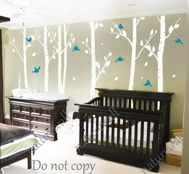 White Birch Tree Wall Stickers Nursery Decals Kids White Birch Tree Wall Stickers Nursery Decals Kids Babyroom Decor Art