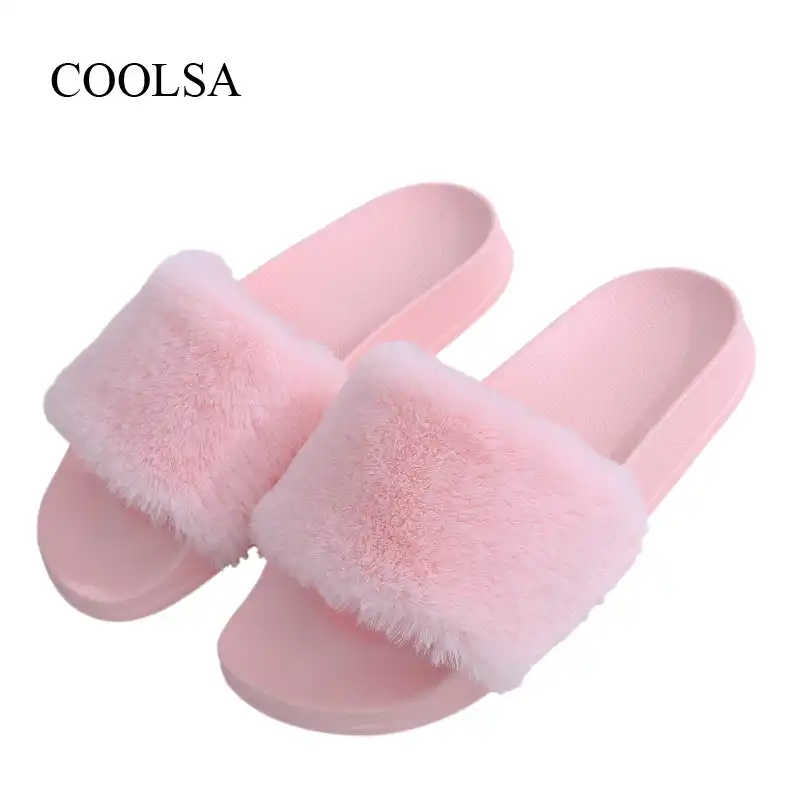 faux fur slippers 