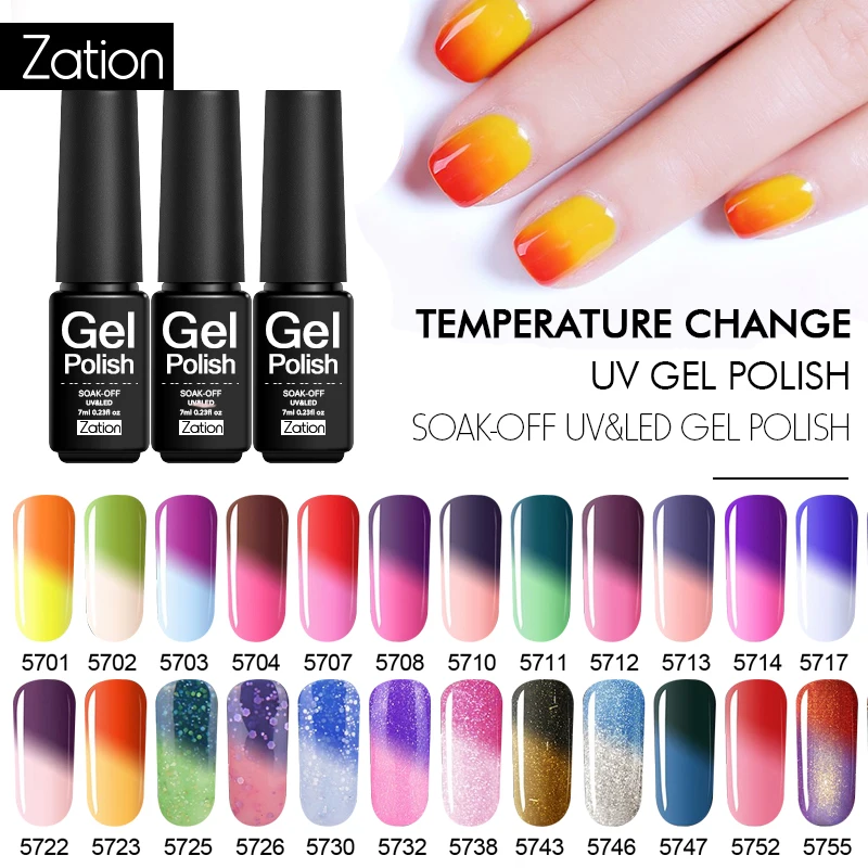 

Zation Temperature Change Gel for Nails Semi-permanent Thermo Nail Polish Chameleon Color Changing Varnish Manicure Design