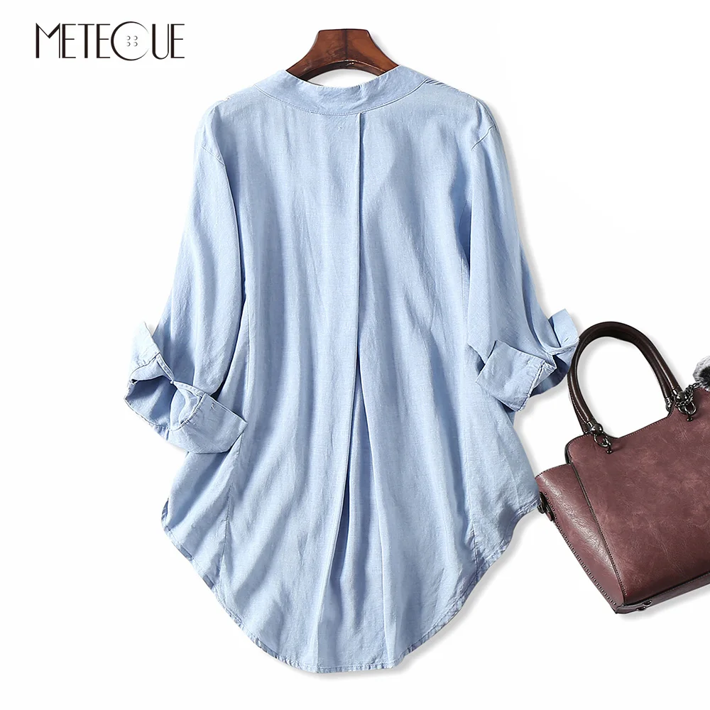 Casual Loose Linear Hollow Out Women Blouse V Neck Top Batwing Sleeve Shirt Cotton Linen Blends Womens Shirts Spring Summer 2018
