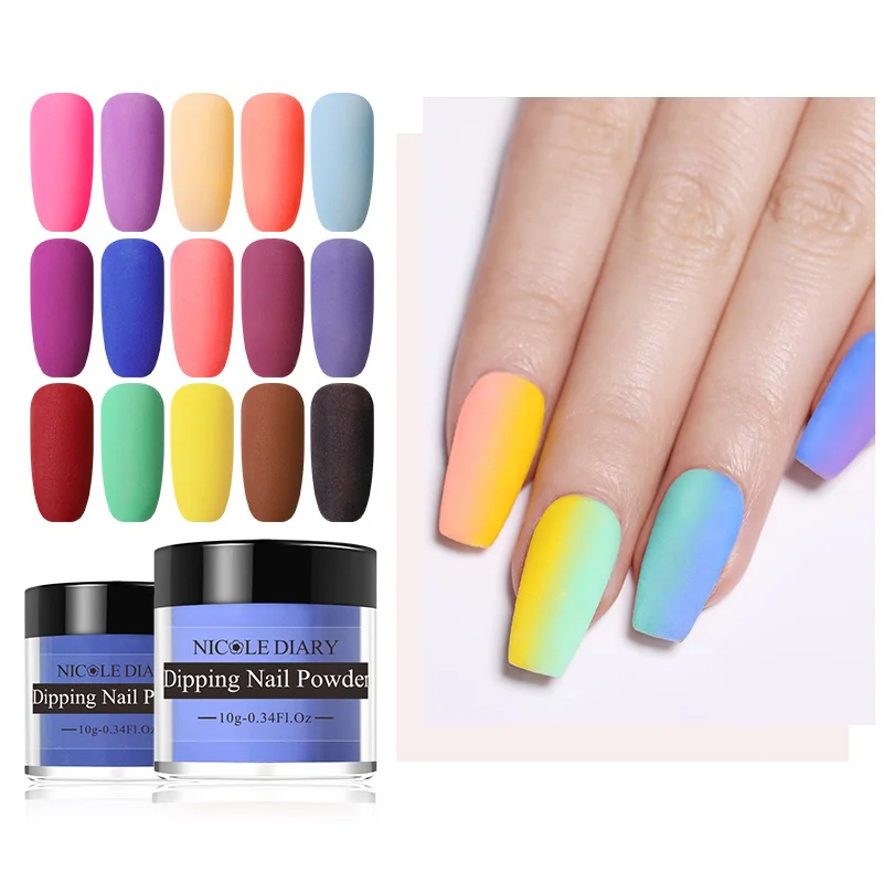

NICOLE DIARY 10g Dipping Nail Powder Matte Color Gradient Dip Nail Powder Without Lamp Cure Nail Art Decorations