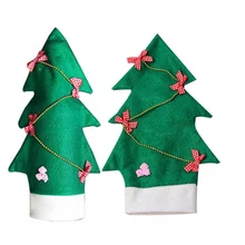 Рождественское украшение подарок Рождественская елка в форме бутылки вина мешок нетканые сумки зеленый 20*32,5 см