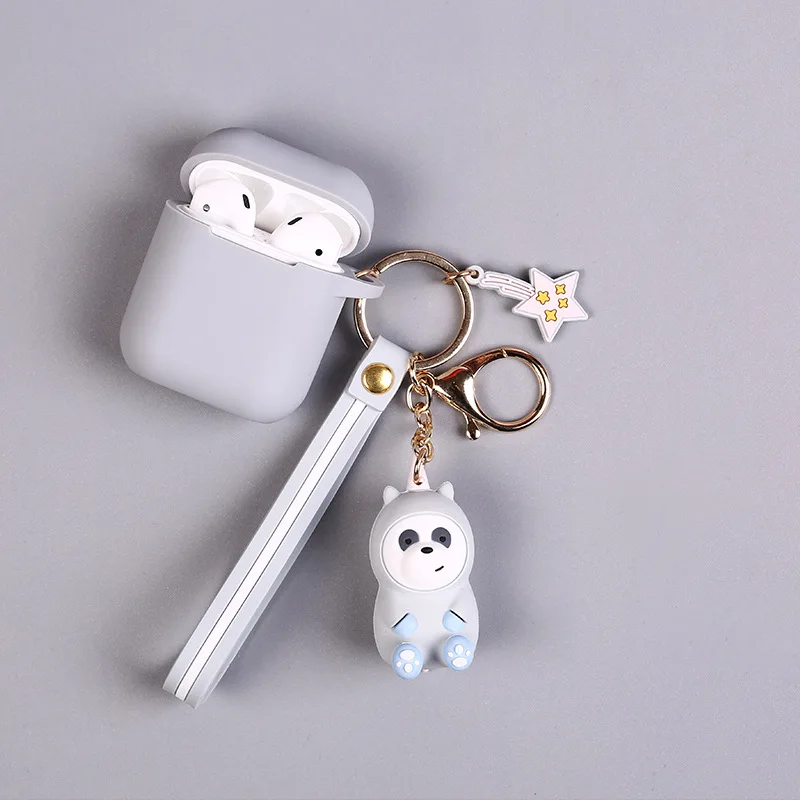 

2019 New We Bare Bears Anime Grizzly PVC Keychain Hot Lanyard Keyring Costume Pendants Accessory Ornament Decor Key Ring