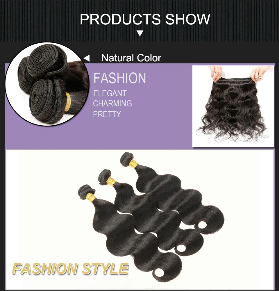 Brazilian Body Wave Bundles Natural Balck Color 8-30 inch Real Human Hair Bundles Can Buy 34 Pcs Non Remy Hair Extensions