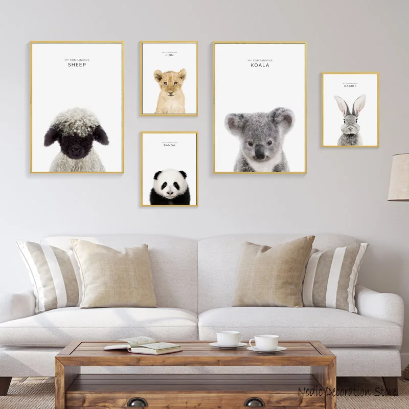 Nordic Decoration Home Cute Animal Tiger Sheep Rabbit Koala Panda Art Posters And Prints Wall Canvas Painting Unframed | Дом и сад