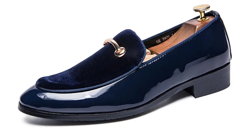 QIUBOSS/Мужские модельные туфли; модные мужские деловые туфли в британском стиле; Кожаные слипоны черного и синего цвета; деловые свадебные туфли размера плюс; простой стиль - Цвет: Suede Blue