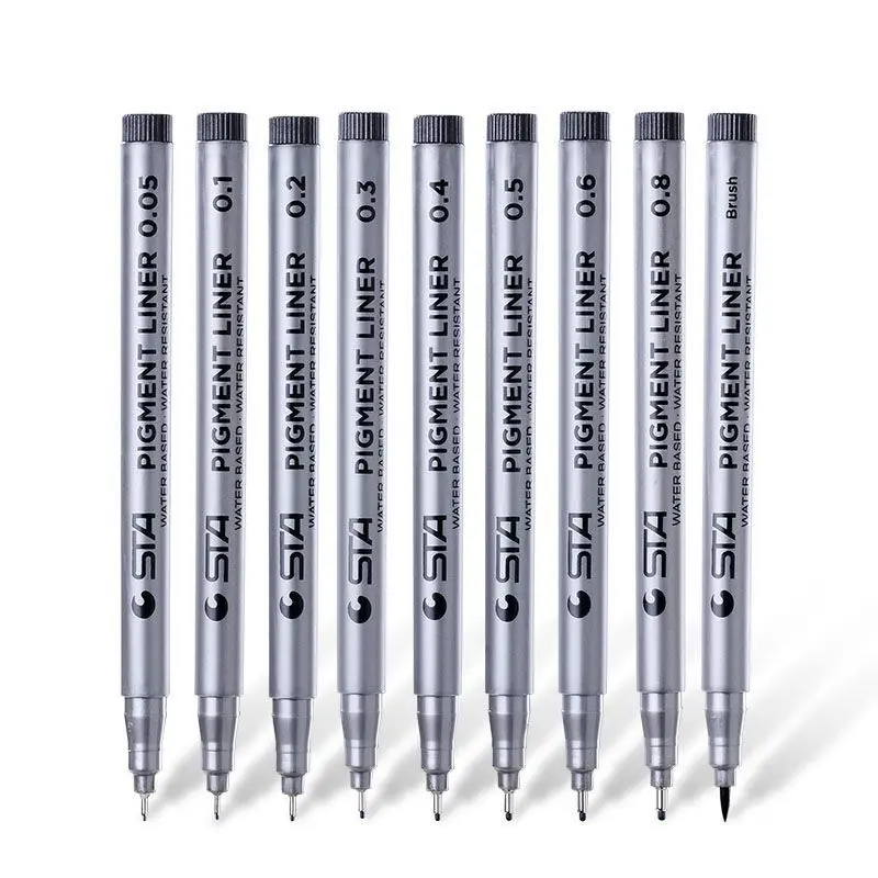 

1Piece Pigment Liner Pigma Micron Ink Marker Pen 0.05 0.1 0.2 0.3 0.4 0.5 0.6 0.8 Different Tip Black Fineliner Sketching Pens