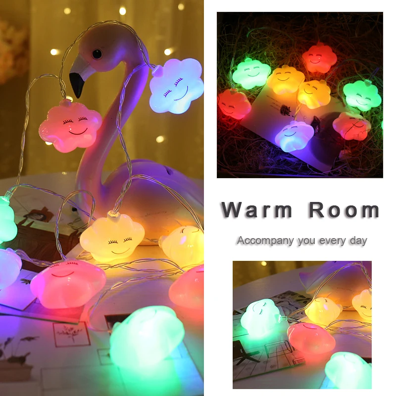 Woodpow 1,5 м 10LED Smile Clouds гирлянды на батарейках для спальни вечерние праздничные милые декоративные гирлянды