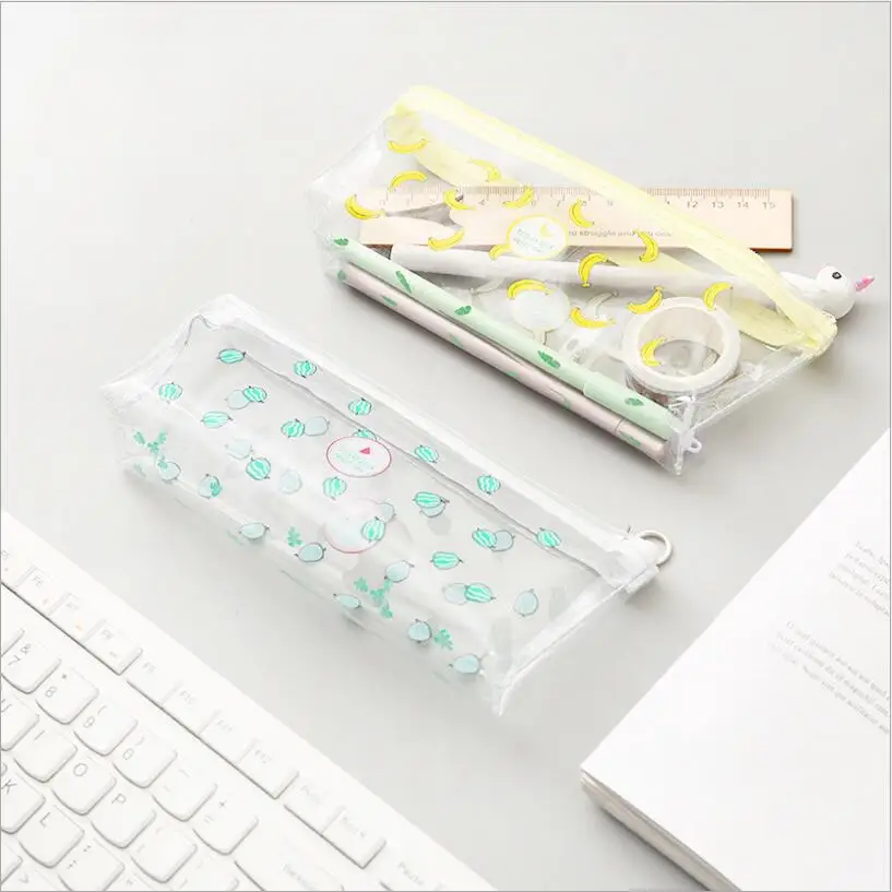 

Creative big capacity Transparent Pencil Case Stationery Bags Cute Fruits School Pencil Bag school Office Supplies Student Gift