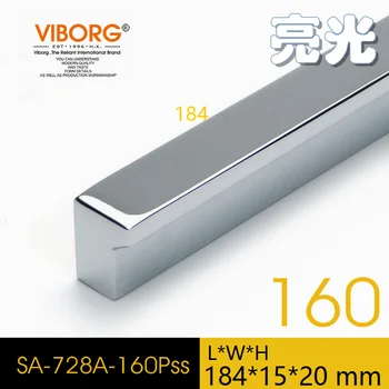 

(1 Piece) VIBORG Top Quality 184mm Zinc Alloy Modern Kitchen Cabinet Cupboard Door Drawer Handles Pulls Pull, chrome, SA-728A-