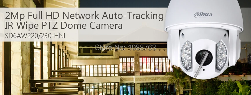 

DAHUA Security IP Camera 2MP 30X HD Auto Tracking Network IR Wipe PTZ Dome Camera IP66 Long Distance without logo SD6AW230-HNI