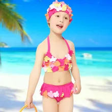 Детский купальный костюм, бикини для маленьких девочек, детский раздельный купальник средних и больших размеров