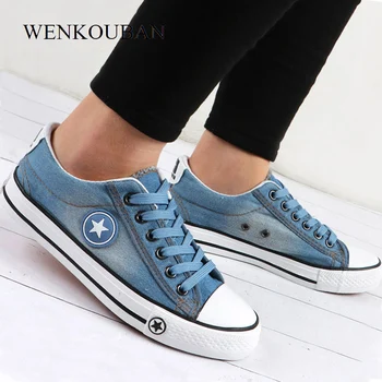 

Summer Canvas Shoes Women Sneakers tenis feminino Casual Shoes Ladies Denim Upper Breathable Sneakers Big Size Basket Femme