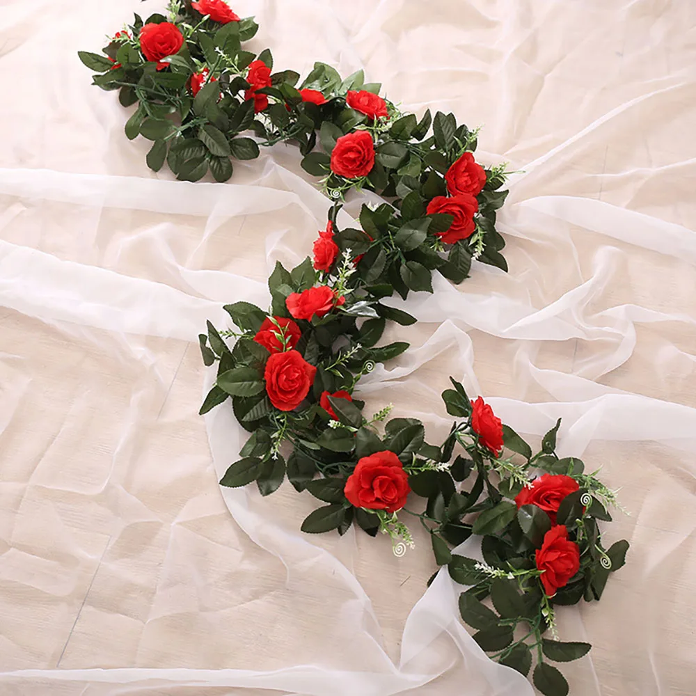 2.4m/7.8ft Artificial Silk Rose Flower Wisteria Vine Rattan Hanging Flower Garland for Wedding Party Home Garden Decoration 2.4m/7.8ft Artificial Silk Rose Flower Wisteria Vine Rattan Hanging Flower Garland for Wedding Party Home Garden Decoration
