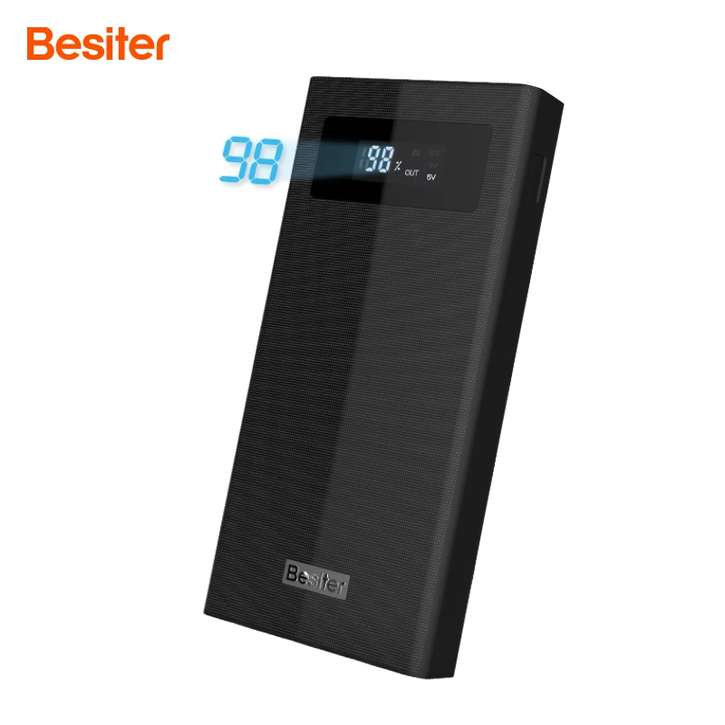 Besiter power Bank 20000 мАч Зарядное устройство для мобильных телефонов внешний аккумулятор Двойной вход и выход интерфейс для Xiaomi - Цвет: BLACK