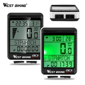 

WEST BIKING Waterproof 5 Language Bicycle Computer Wireless Cycling Odometer MTB Bike Stopwatch Watch LED Screen Speedometer
