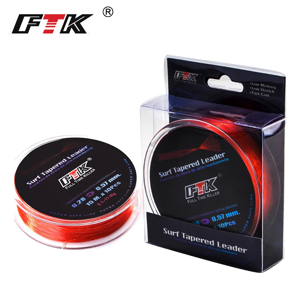 FTK Saltwater Surf Casting Shock Leader Fishing Lines 5*15M/10*15M 4.4-17kg Nylon Thread Surf Tapered Leader Super Soft Line