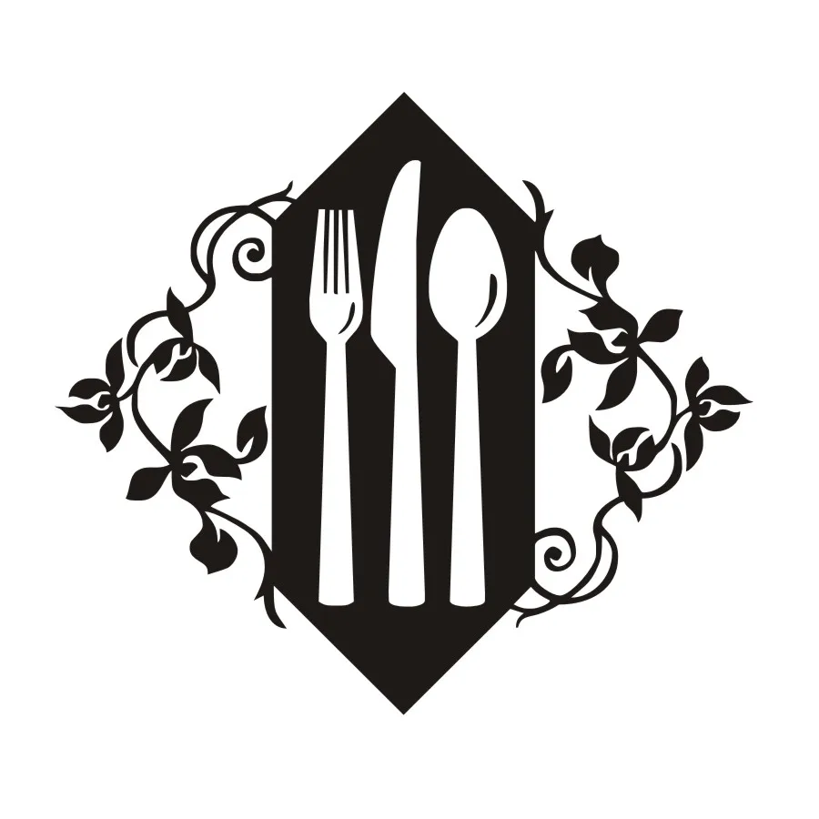 Knife Fork Spoon Vinyl Wall Decals Creative Art Kitchen Wall Stickers Waterproof Art Vinyl Decal Vintage Diy Home Decor