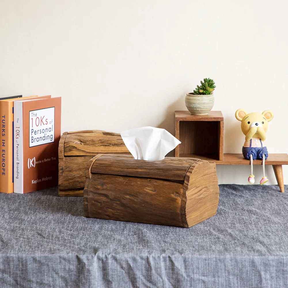 

Thai teak tissue box Solid wood napkin box European retro living room home decoration ornaments tray LO922422