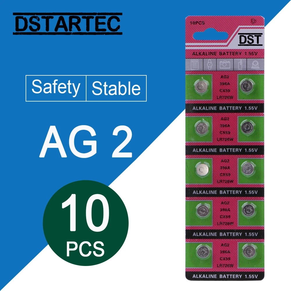 

10pcs/card 30mAh 1.55V AG2 LR726 397 396A SR726 196 SR59W SR726SW Button Batteries For Watch Toys Remote Cell Coin Battery Etc