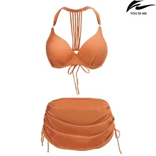 New bikini women high waist plus size swimwear for fat female large size swimsuit swimming
