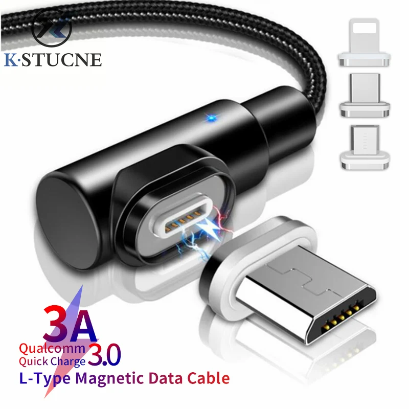 

Magnetic Micro USB Cable 3A 90 Degree For Xiaomi Huawei Android Mobile Phone Fast Charging Magnetic Charger Micro Data Sync Cord