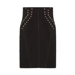 2019 офисное женское офоническое черное облегающее бедра изящная юбка рабочие заклепки дизайнерские модные юбки-карандаш