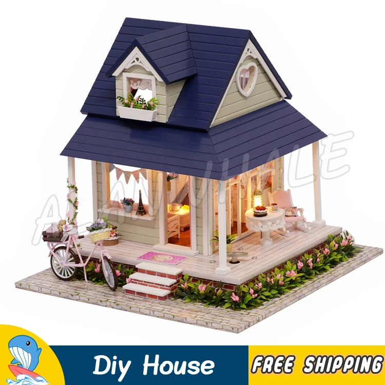 

Miniature Doll House Bicycle Angel Double Cozy Small Villa Dollhouse Furnitures Adult Teenager Toys Figure Building Gifts Sets