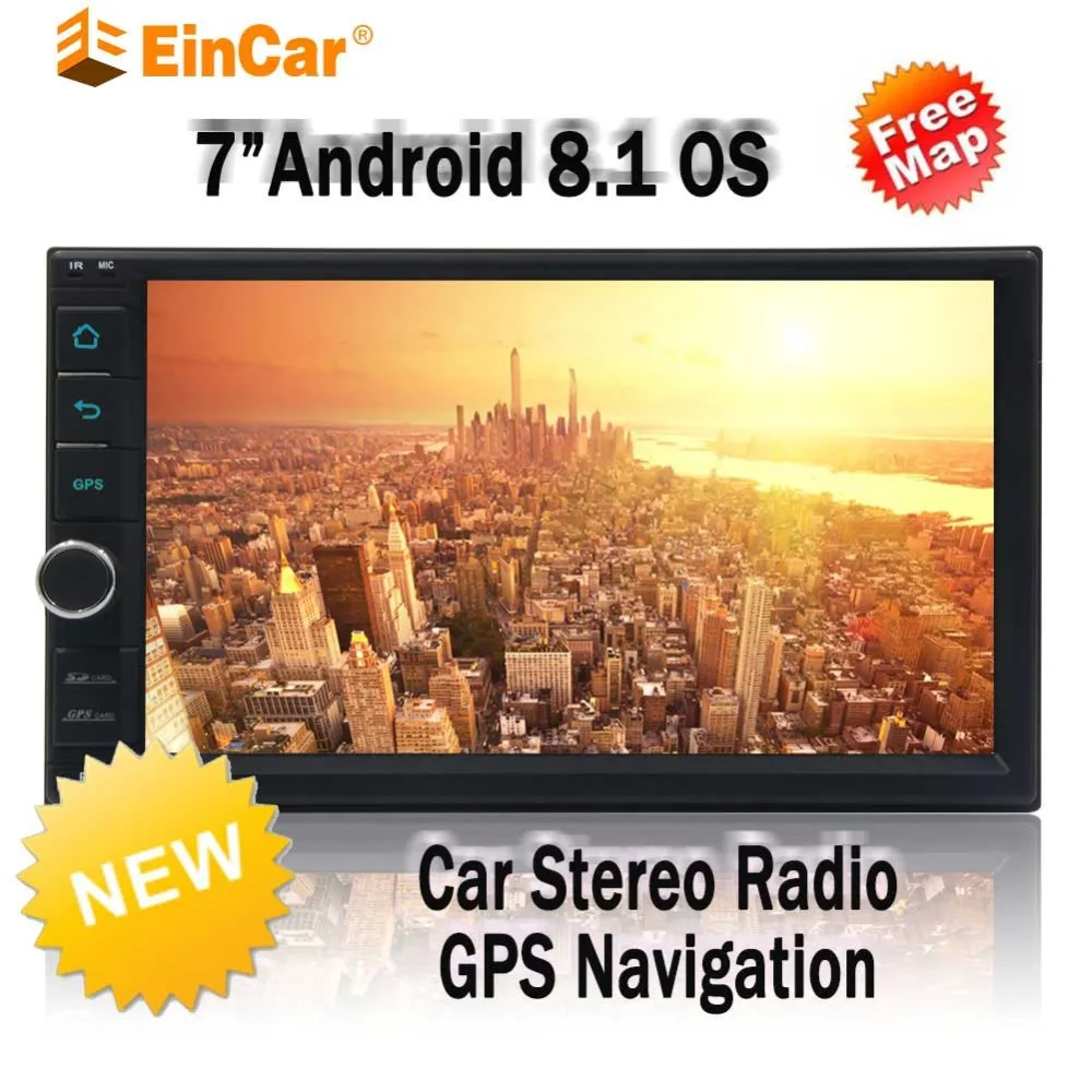 

1080p Video Player GPS Navigation Steering Wheel Control FM/AM Radio 32GB ROM Five Touch Screen Eincar Android 8.1 Car Stereo