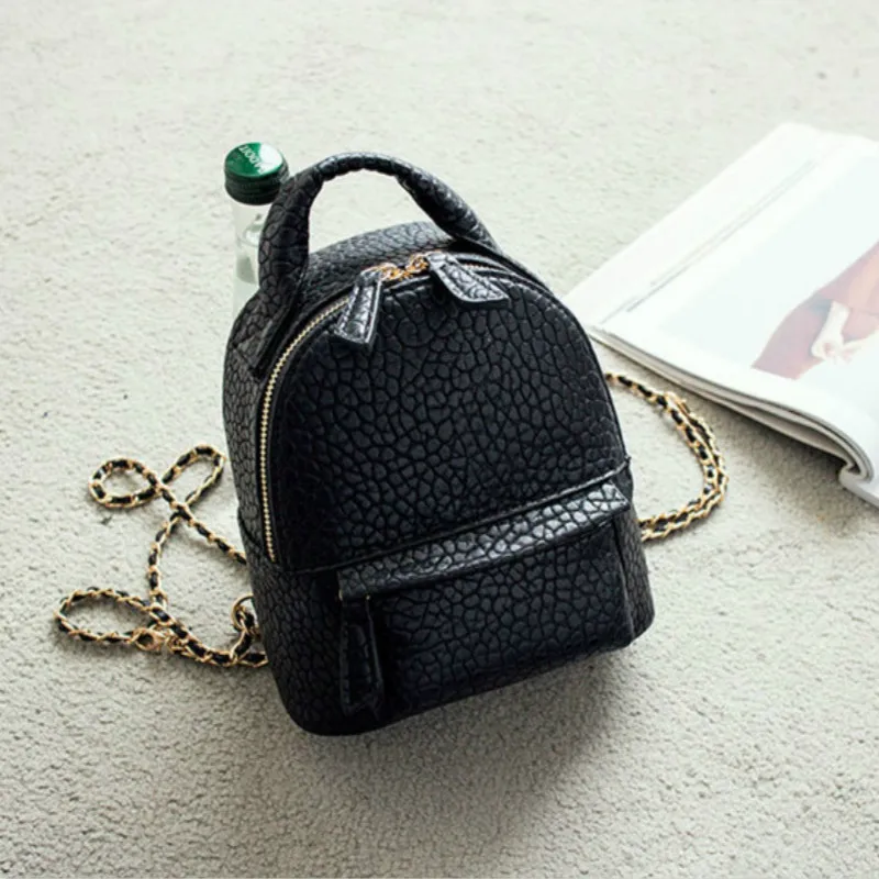 

PU Leather Women Backpack Elegant Style Chains Shoulders Pack Fashion Trendy Black Street Daily Life