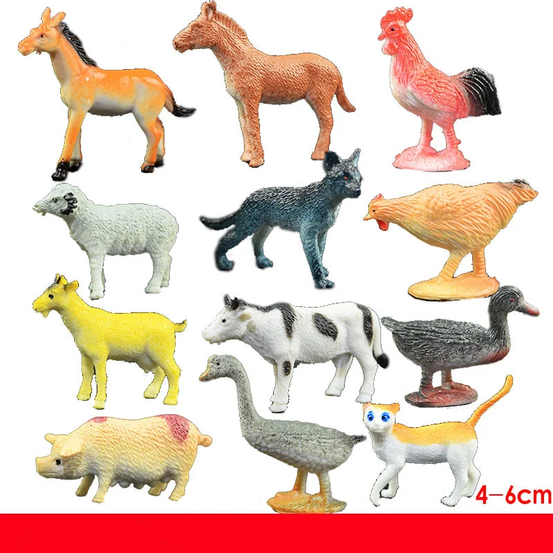 Wild Farm Zoo animals models figures figurines toys Simulation horse dog cow pig sheep Chicken duck Marine organism Toys For Kid