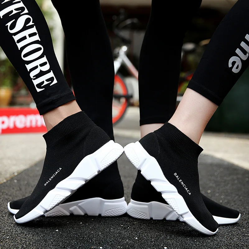

2019 spring canvas shoes hip hop men's shoes Korean version of the wild casual shoes fashion England high help socks shoes men