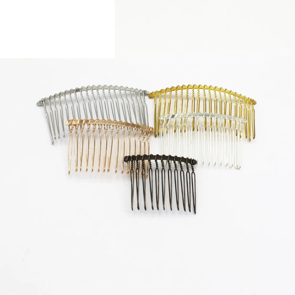 

SEA MEW 10 PCS Fashion Metal Hair Combs Base 12/15/20 Teeth 6 Colors Plated Hair Combs Setting For Jewelry Making