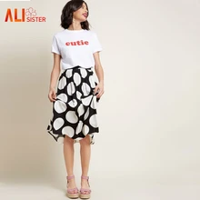 Осень Винтаж Для женщин юбка в горошек цветочный юбка миди с принтом Высокая талия плиссированные качели нарядные юбки Для женщин леди S-XL