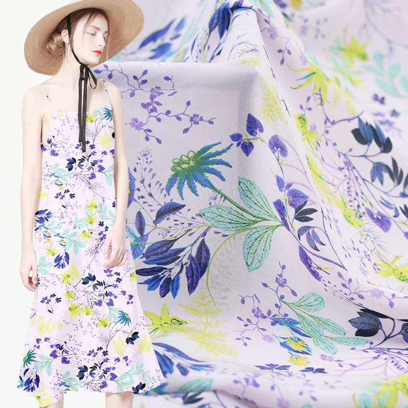 Catwalk silk double crepe fabric 14mm spring beauty Digital printing dress shirt free shipping | Дом и сад