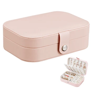 

Korean Style Fresh And Simple Girl Earrings Plate Jewelry Box Protable Leather Earrings Ring Multi-function Jewelry Storage Box