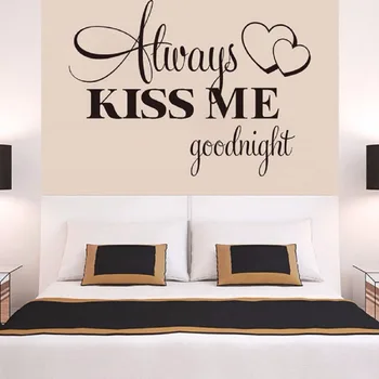 

Always Kiss Me Goodnight Lover Heart Romance Home Decoration Bedroom Living Room Removable Vinyl Wall Decal Sticker B046