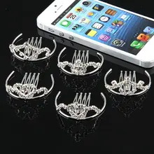 Лучшие продажи 5X Стразы гребень «Корона» заколка для волос для невесты Тиара; размеры 38-42 мм, Лидер продаж