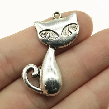 

Jewelry Making DIY Handmade Craft Charms 8pcs/lot Antique Silver Color 1.5x1.3 Inch (39x32mm) Big Cat Pendant