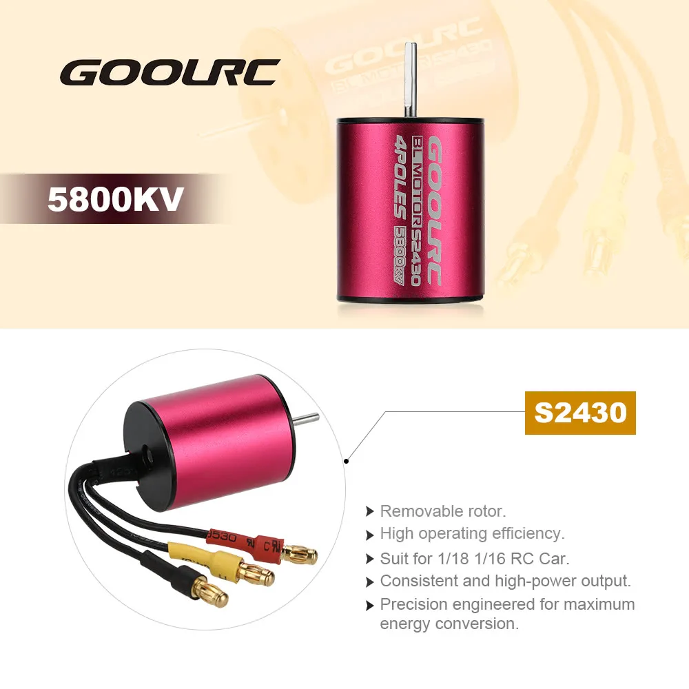 GoolRC оригинальный S2430 5800KV бесщеточный мотор и 25A ESC комбо набор для 1/16 1/18 RC
