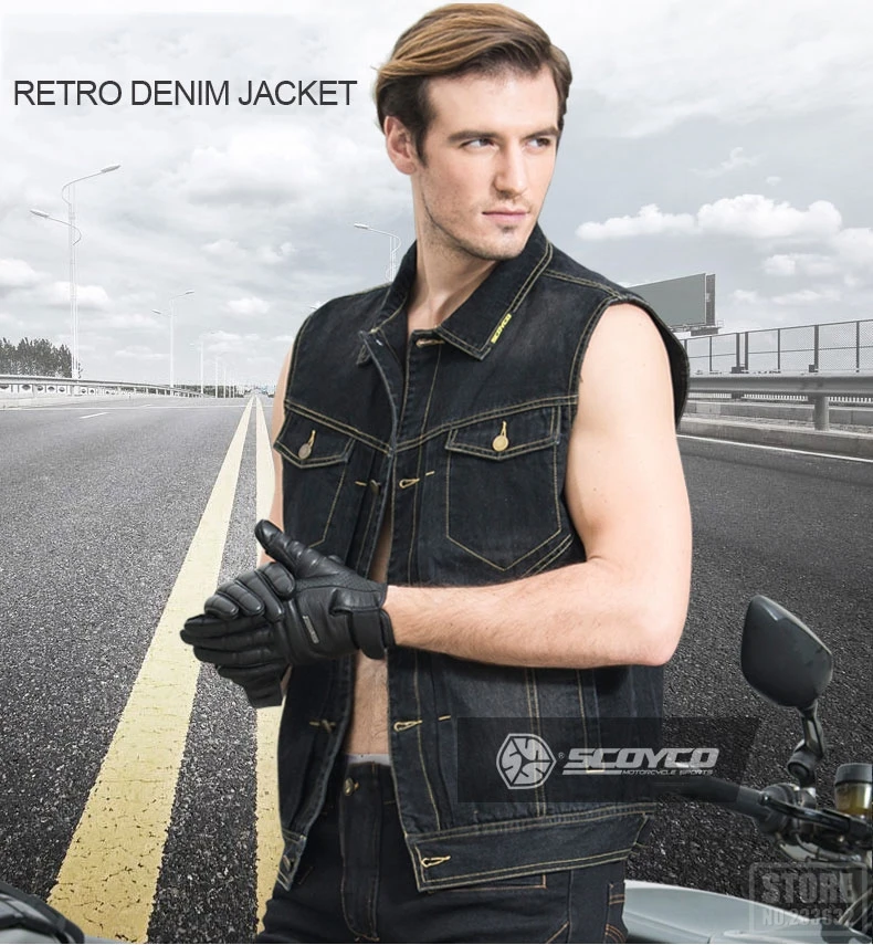 SCOYCO мотоциклетная джинсовая куртка жилет джинсовая куртка с протекторами Ретро мотоциклетная джинсовая куртка Chaqueta Moto