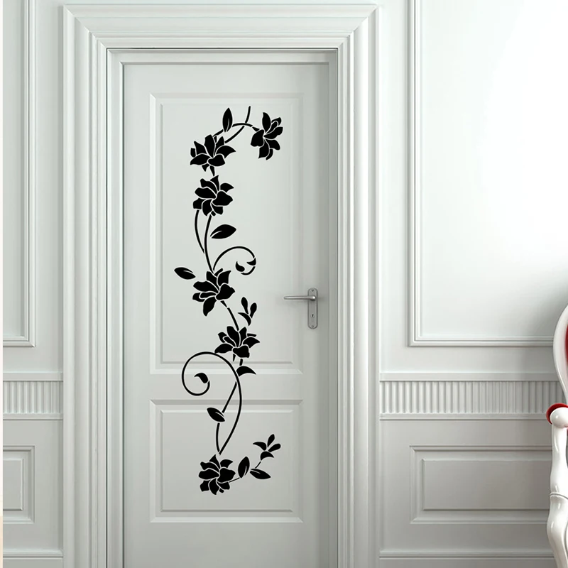 

Black Flower Vine Wall Stickers Refrigerator Window Cupboard Living Room Decoration DIY Wall Decals Art Mural Poster Home Decor