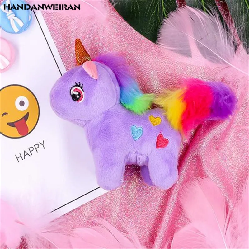 

HANDANWEIRAN 1PCS 14CM Cute Interesting Unicorn Plush Pendant Keychain Multicolor Pony Toy Claw Machine Toys Lucky Horse