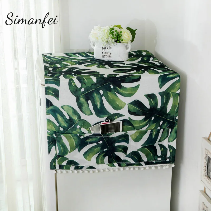 

Simanfei Roller Washing machine Cover 2019 Tropical Plants Monstera Dust proof Cover Multi-function Table refrigerator Cover Mat