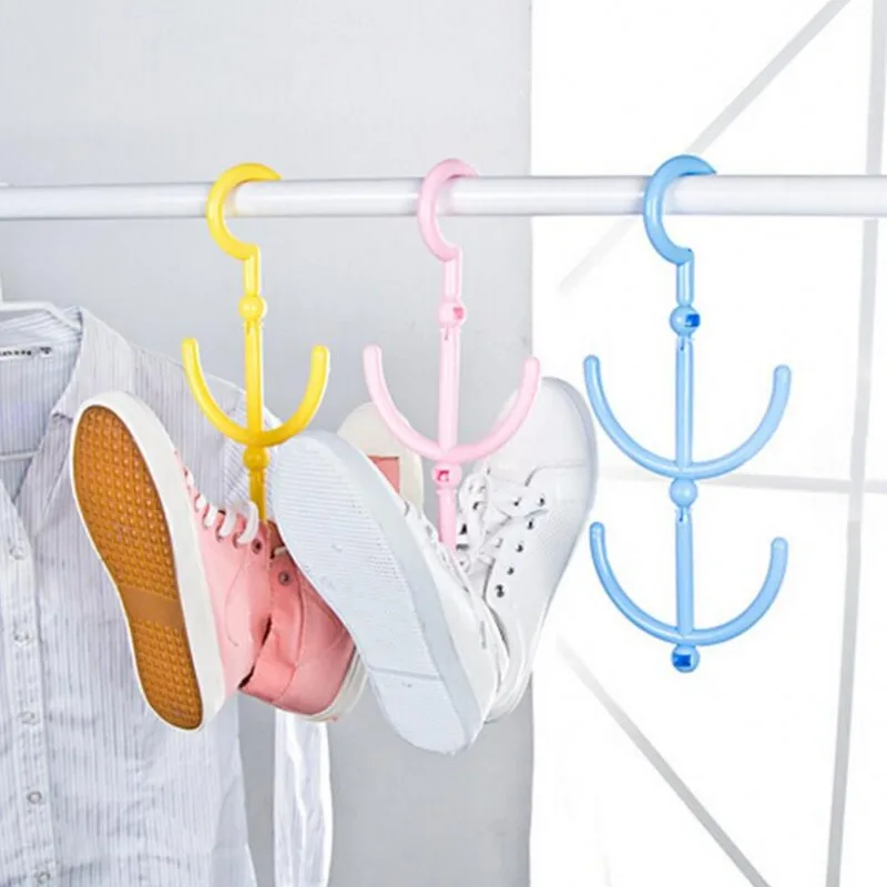 Multifunction Creative Four Hook Hanging Shoe Rack Fashion Bilayer