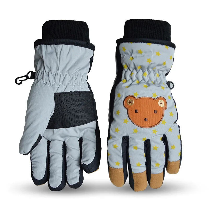 Перчатки для катания на лыжах; детские перчатки принцессы с медведем; детский зимний лыжный с подогревом; перчатки для снежных видов спорта; водонепроницаемые ветрозащитные варежки; Расширенные запястья - Цвет: 5
