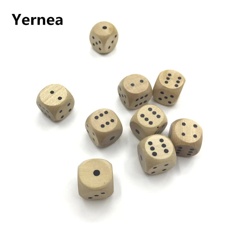 

Yernea 6Pcs High-quality 16mm Wooden Drinking Dice Rounded Corner Woodiness Dice Chidren Interesting Teaching Health Material