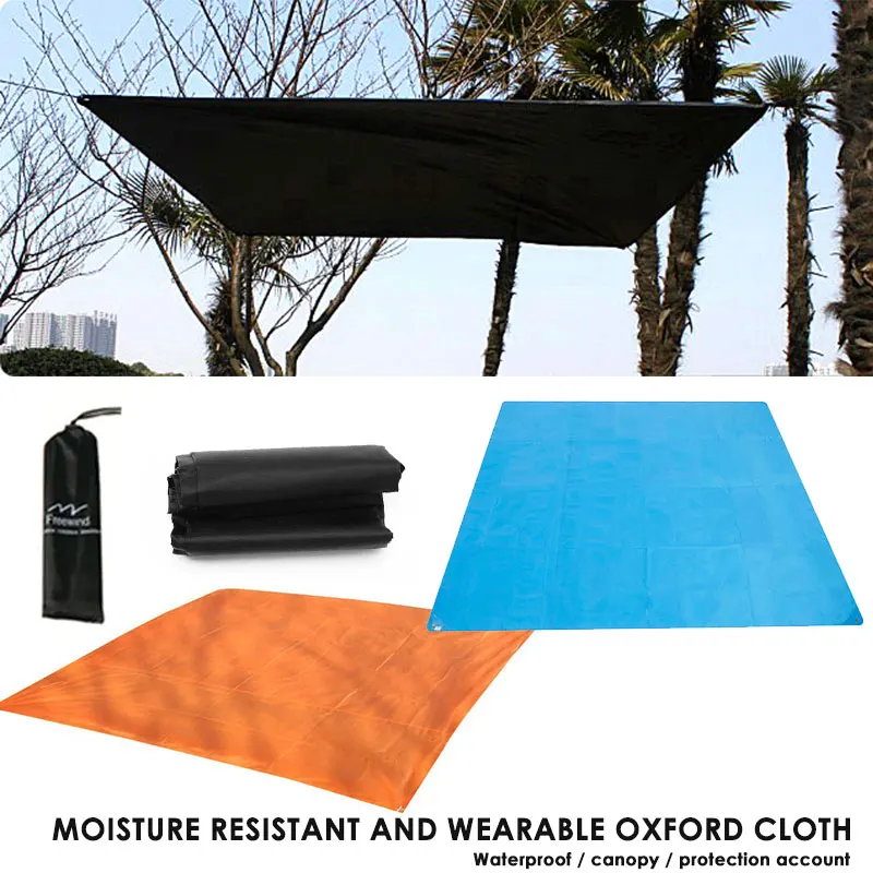 التخييم مظلة الظل مظلة شرفة 210 T أكسفورد القماش التخييم حصيرة الظل الشراع المأوى المحمولة السفر العملي